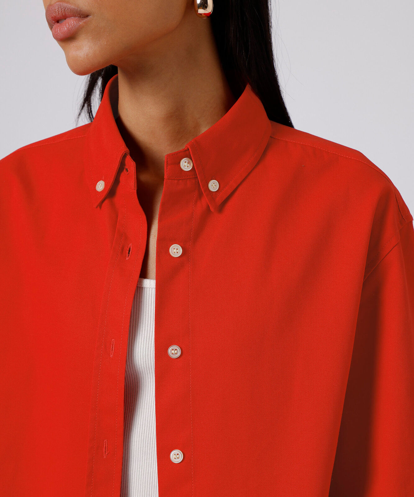 camisa feminina de algodão manga longa mindset vermelha