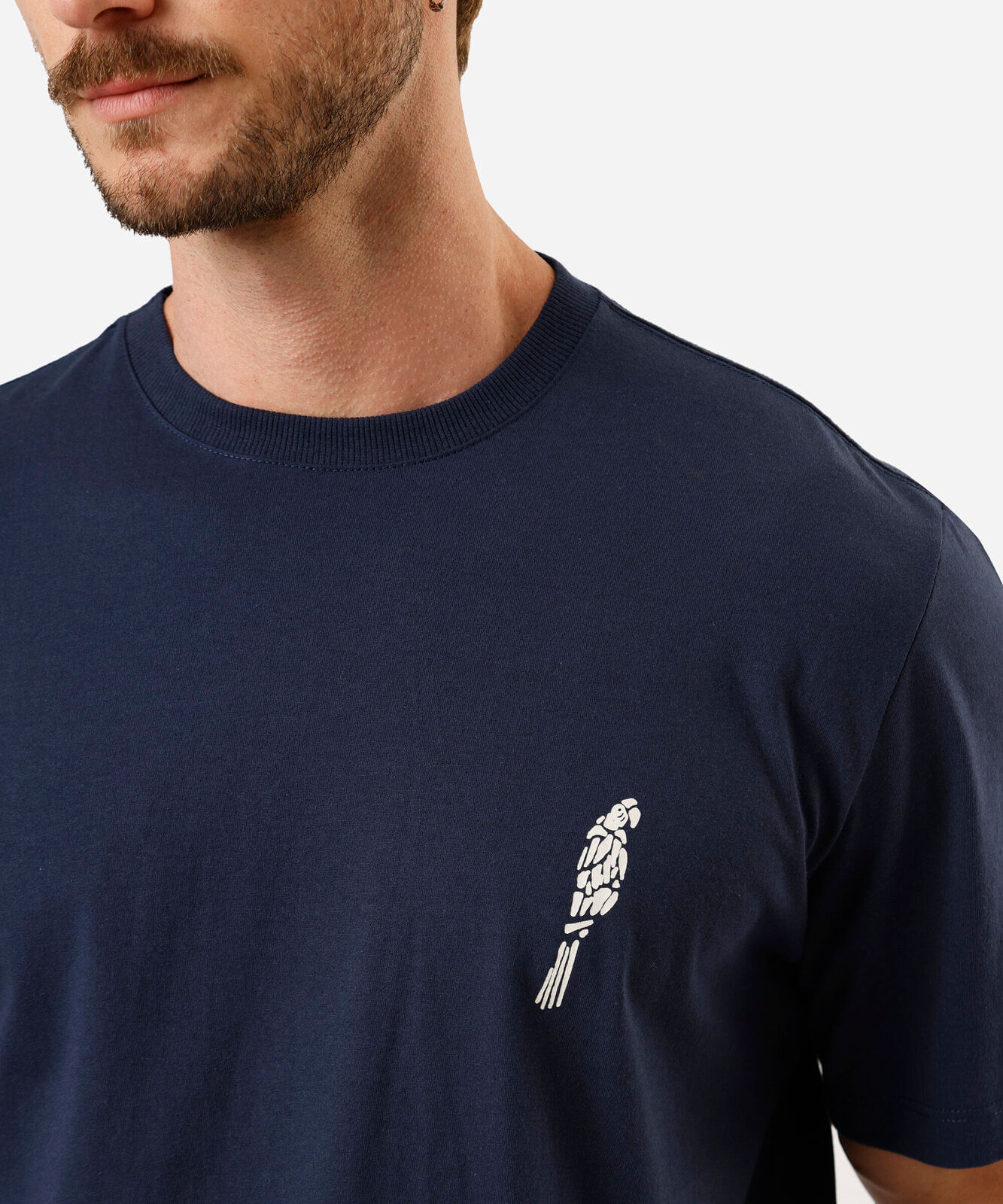 camiseta masculina de algodão manga curta estampada azul