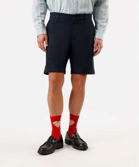 bermuda chino reta masculina de sarja azul