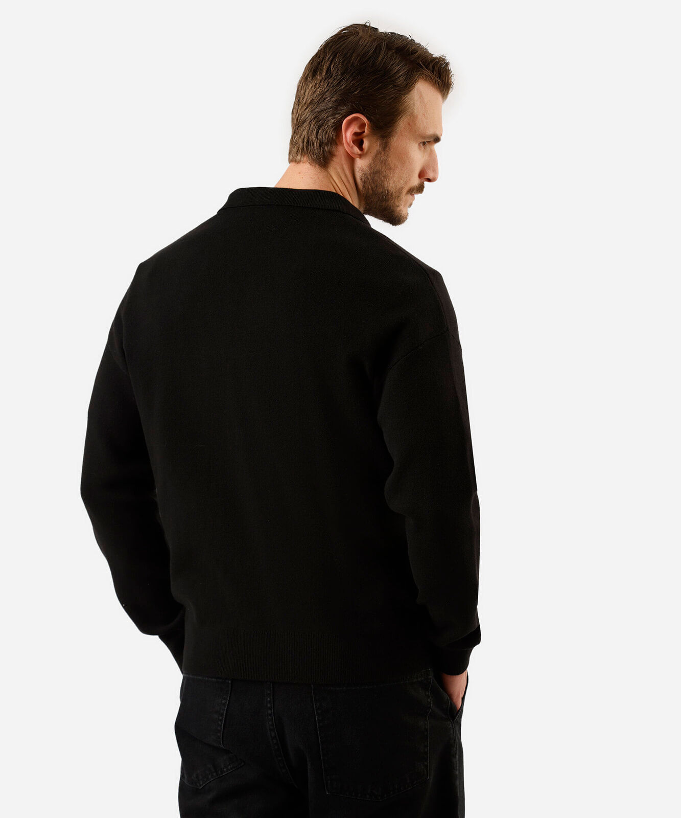 cardigan masculino de tricot com gola preto