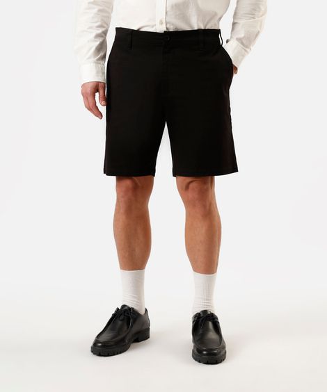 bermuda chino reta masculina de sarja preta