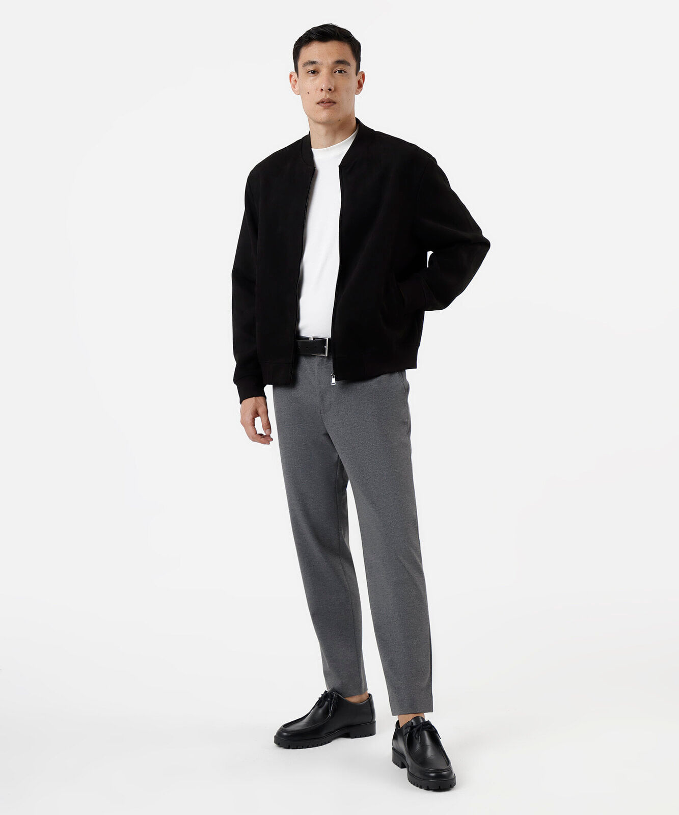 jaqueta bomber masculina de suede preta