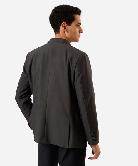 blazer masculino de alfaiataria estruturado com lapela cinza