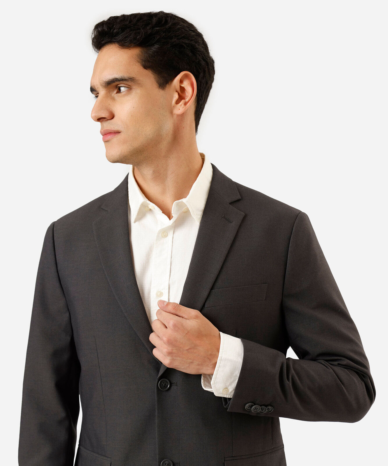 blazer masculino de alfaiataria estruturado com lapela cinza