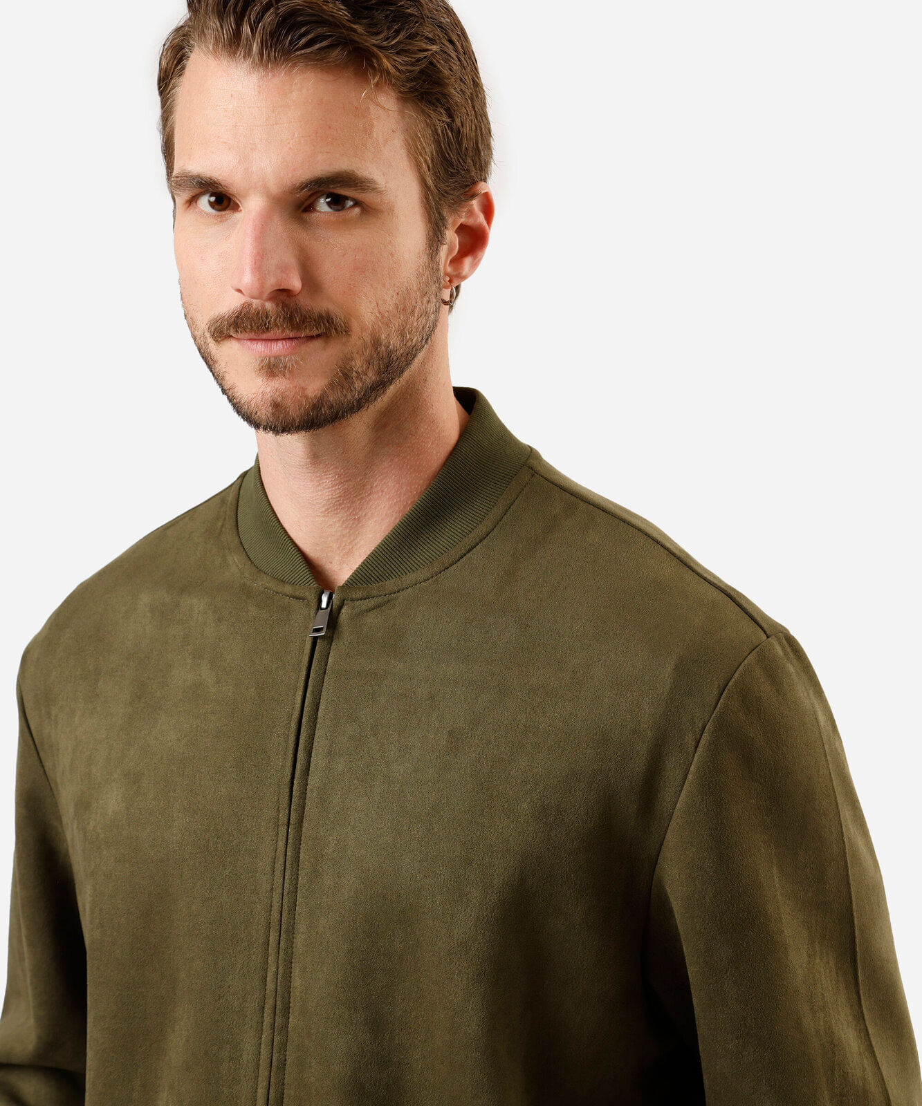 jaqueta bomber masculina de suede verde