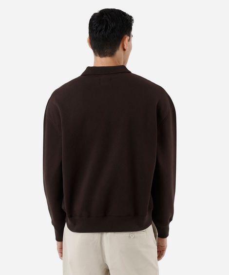 blusão oversized masculino de moletom com gola marrom