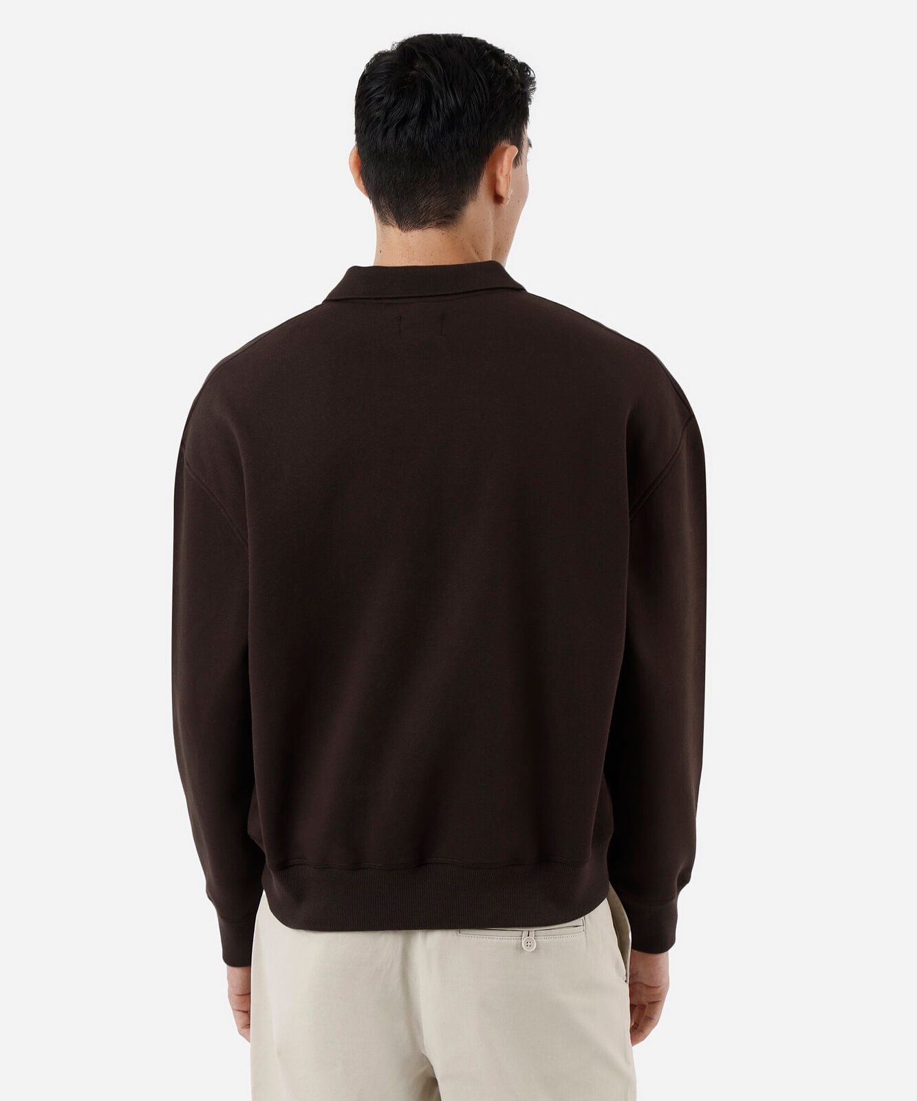 blusão oversized masculino de moletom com gola marrom
