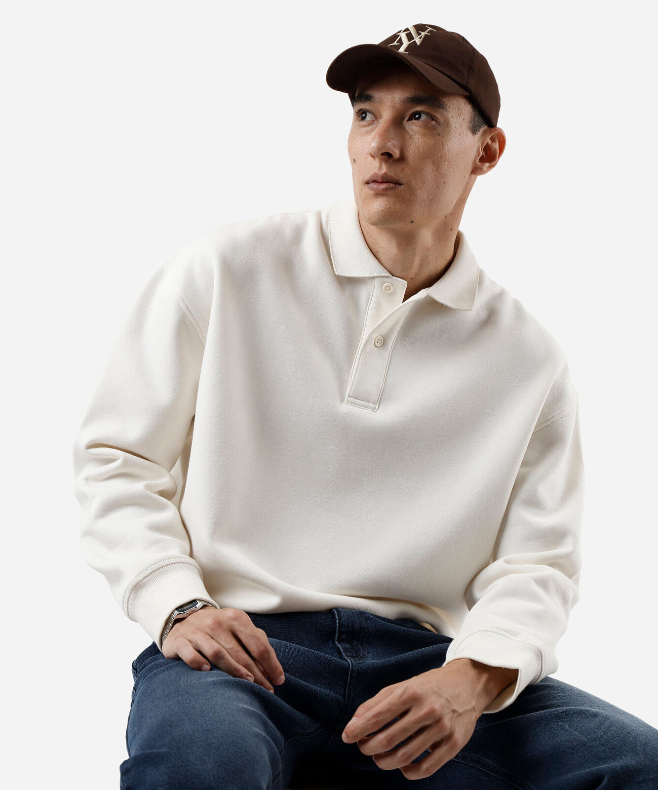 blusão oversized masculino de moletom com gola off white