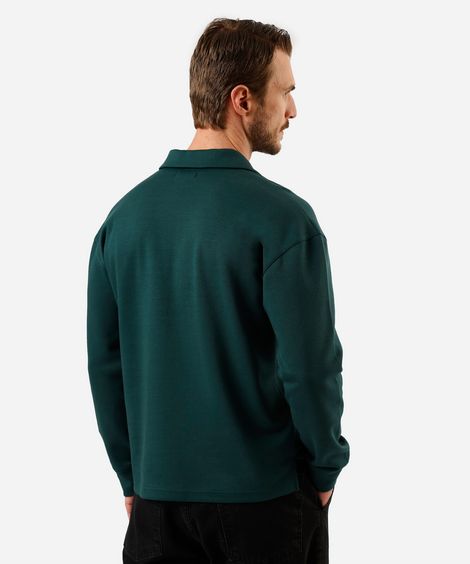 camiseta masculina manga longa com gola verde