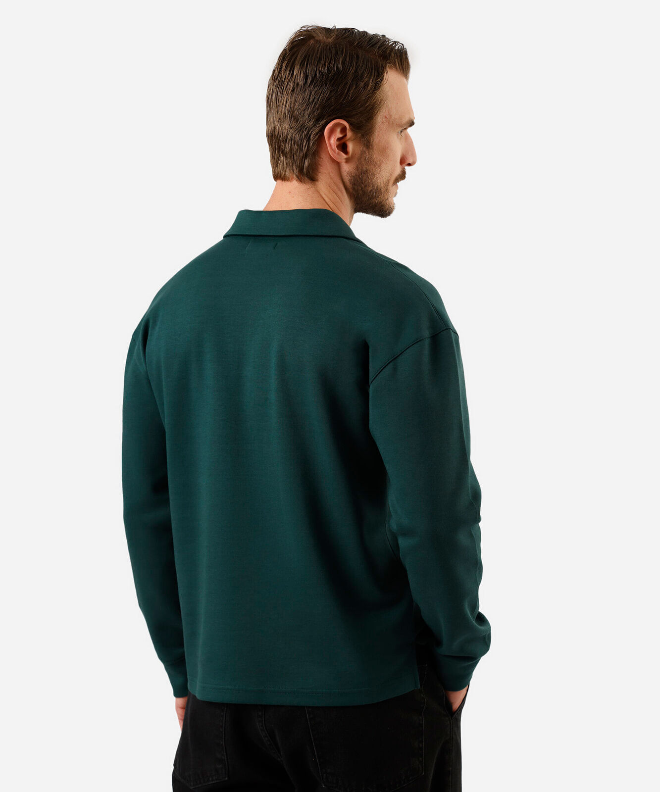 camiseta masculina manga longa com gola verde