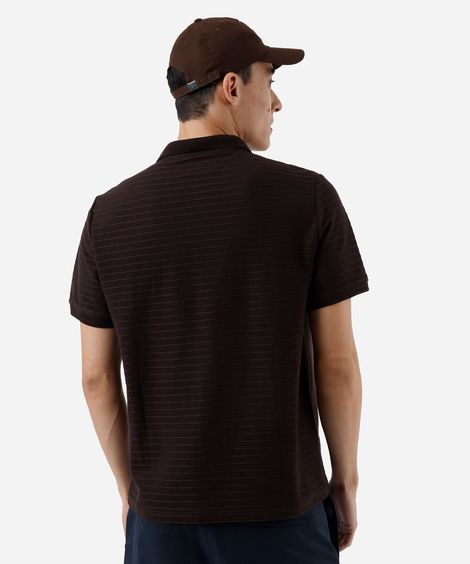 polo masculina com algodão manga curta texturizada marrom