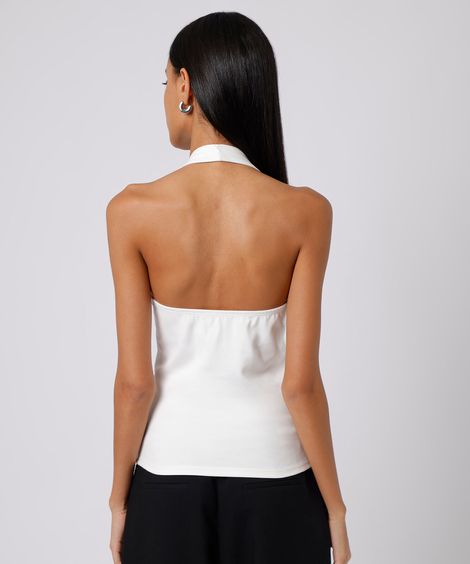blusa frente única feminina com tachas mindset off white