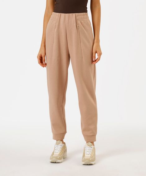 calça jogger feminina de moletom esportiva ace bege