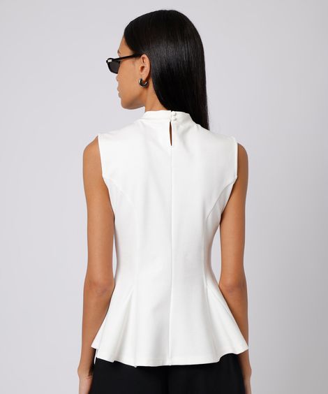 regata peplum feminina com viscose gola alta mindset off white