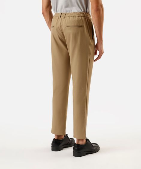 calça social slim masculina cós com elástico bege