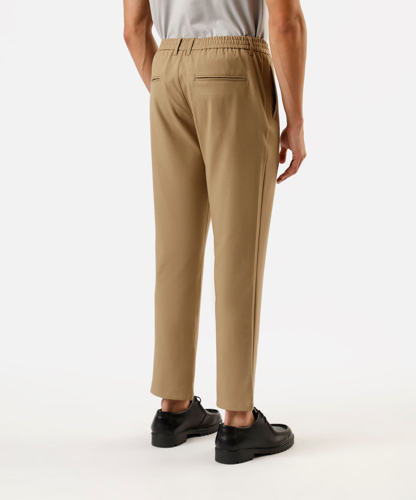 calça social slim masculina cós com elástico bege
