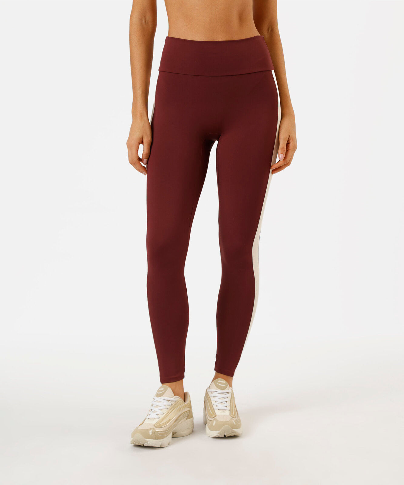 calça legging esportiva feminina com recorte vinho
