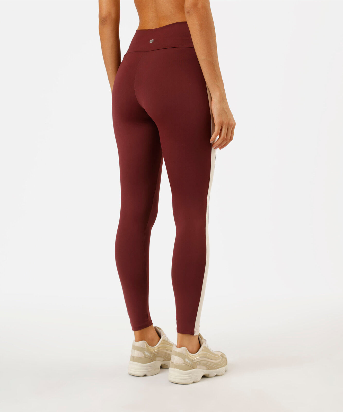 calça legging esportiva feminina com recorte vinho
