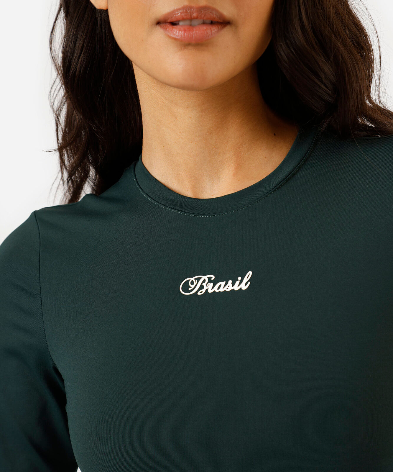 blusa cropped esportiva feminina de poliamida manga longa brasil verde