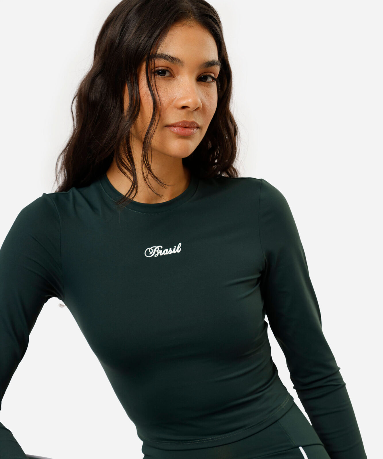 blusa cropped esportiva feminina de poliamida manga longa brasil verde