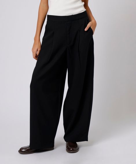 calça de alfaiataria balloon feminina cintura alta mindset preta