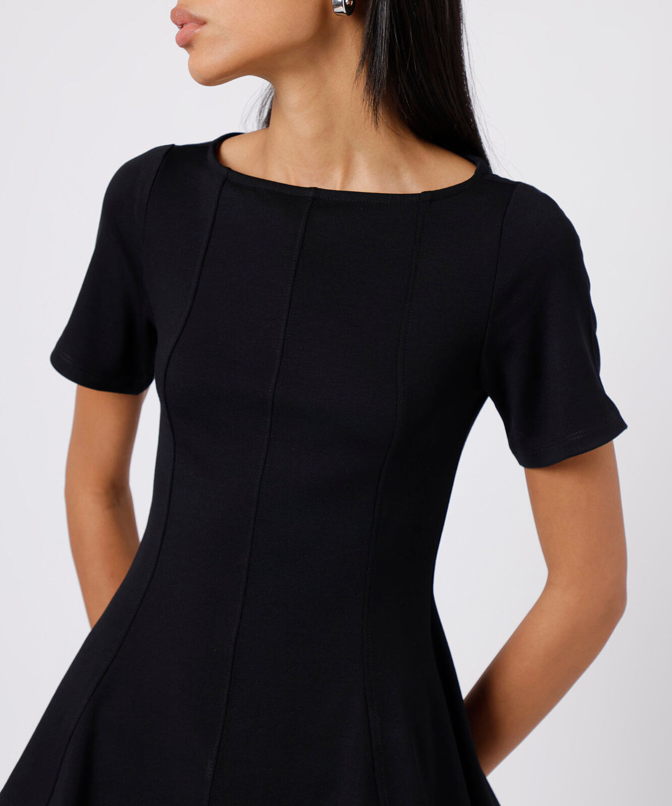 blusa peplum feminina com viscose decote canoa manga curta mindset preta