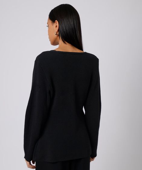cardigan acinturado feminino de tricot mindset preto
