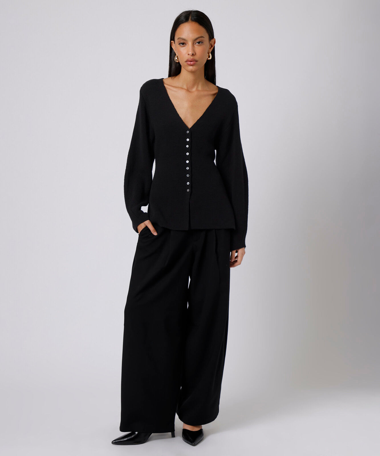 cardigan acinturado feminino de tricot mindset preto