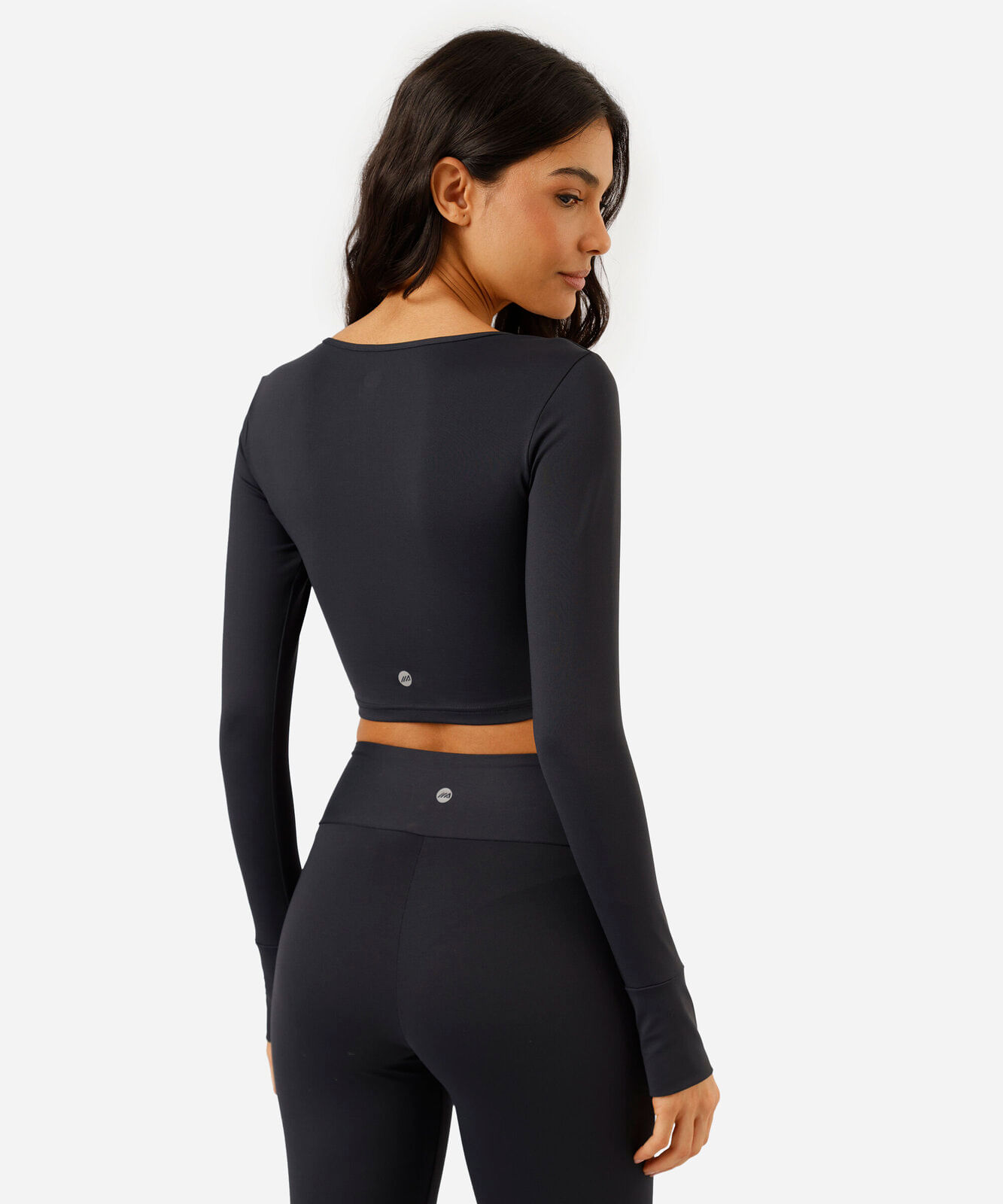blusa cropped esportiva feminina de poliamida manga longa preta