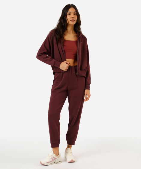 calça jogger feminina de moletom esportiva ace vinho