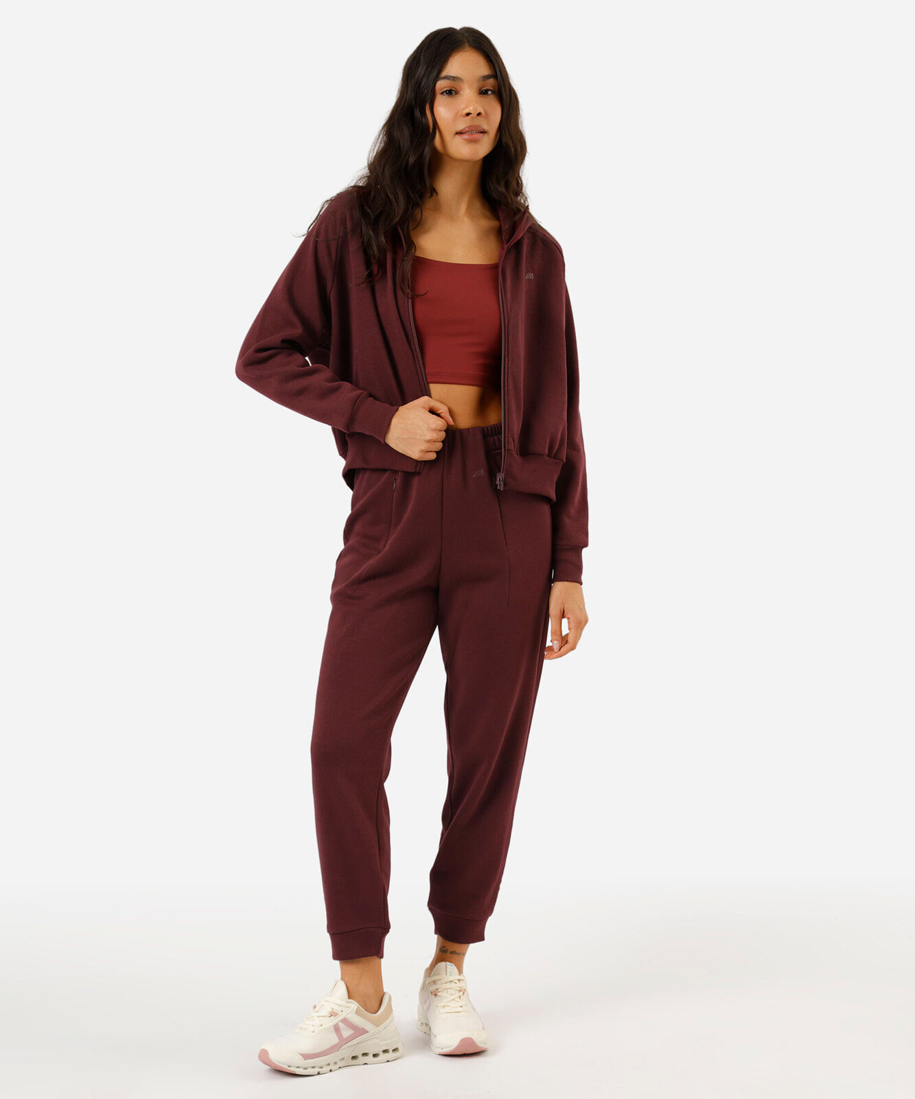 calça jogger feminina de moletom esportiva ace vinho