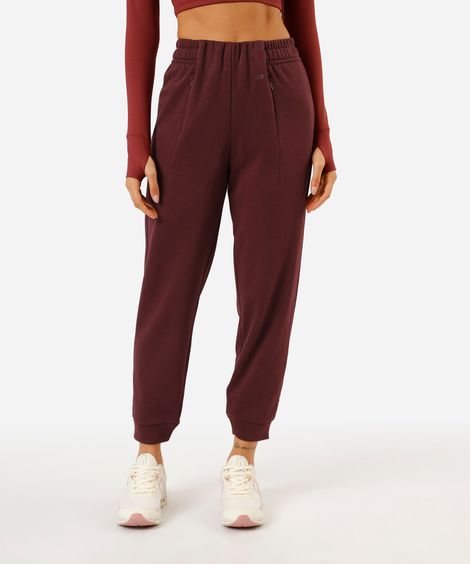 calça jogger feminina de moletom esportiva ace vinho
