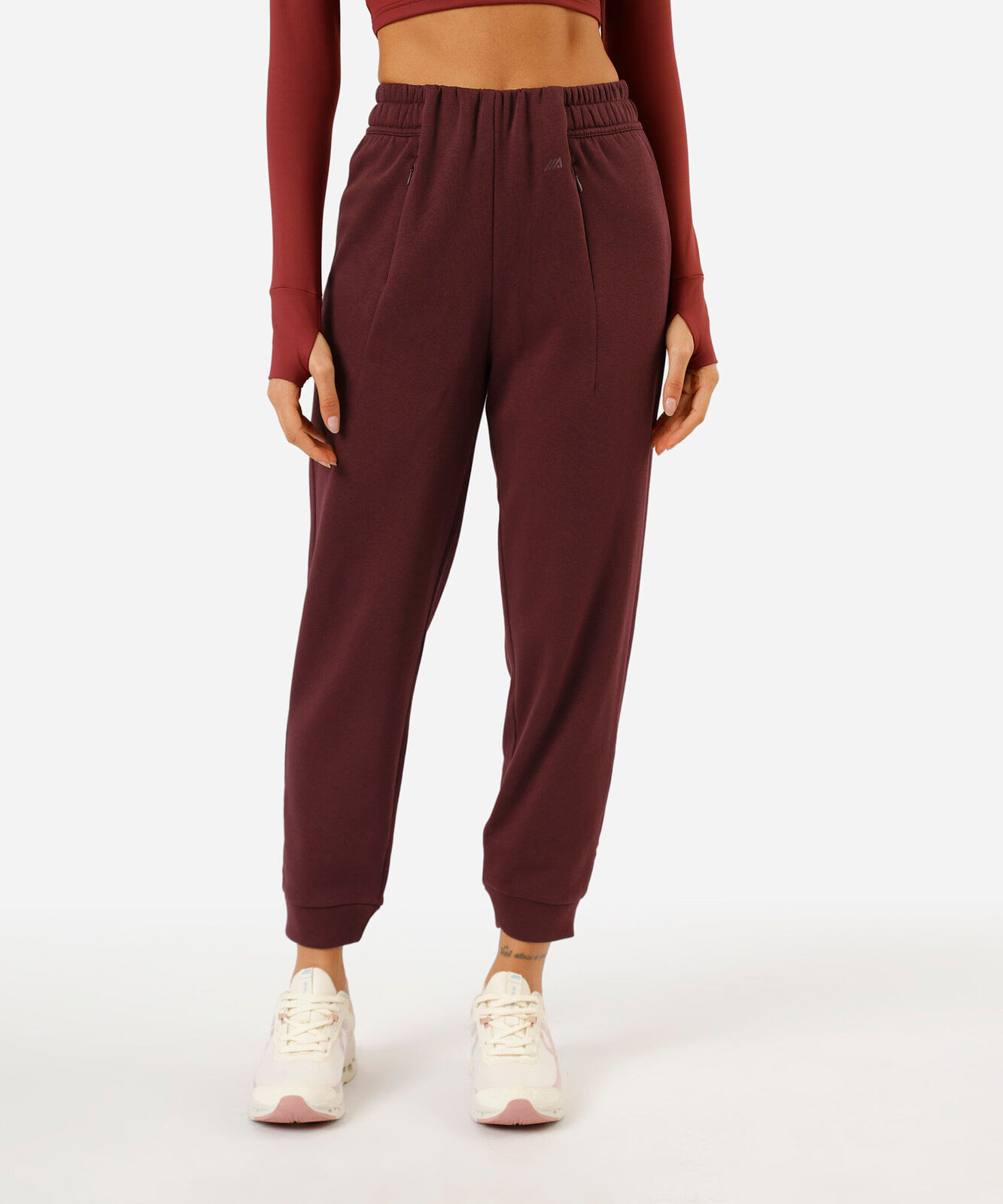 calça jogger feminina de moletom esportiva ace vinho
