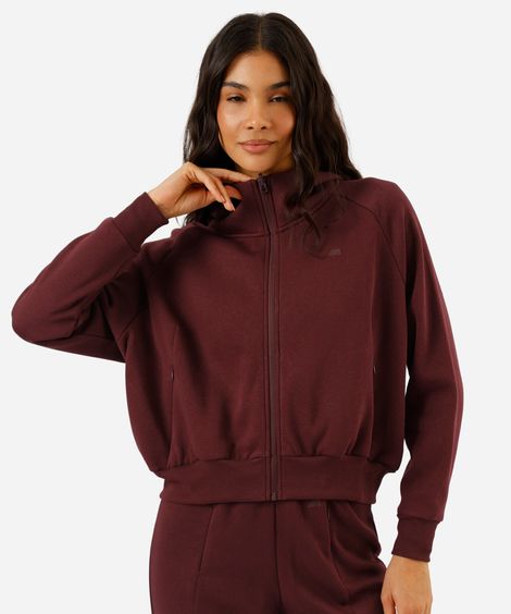 jaqueta feminina de moletom esportiva ace com capuz vinho
