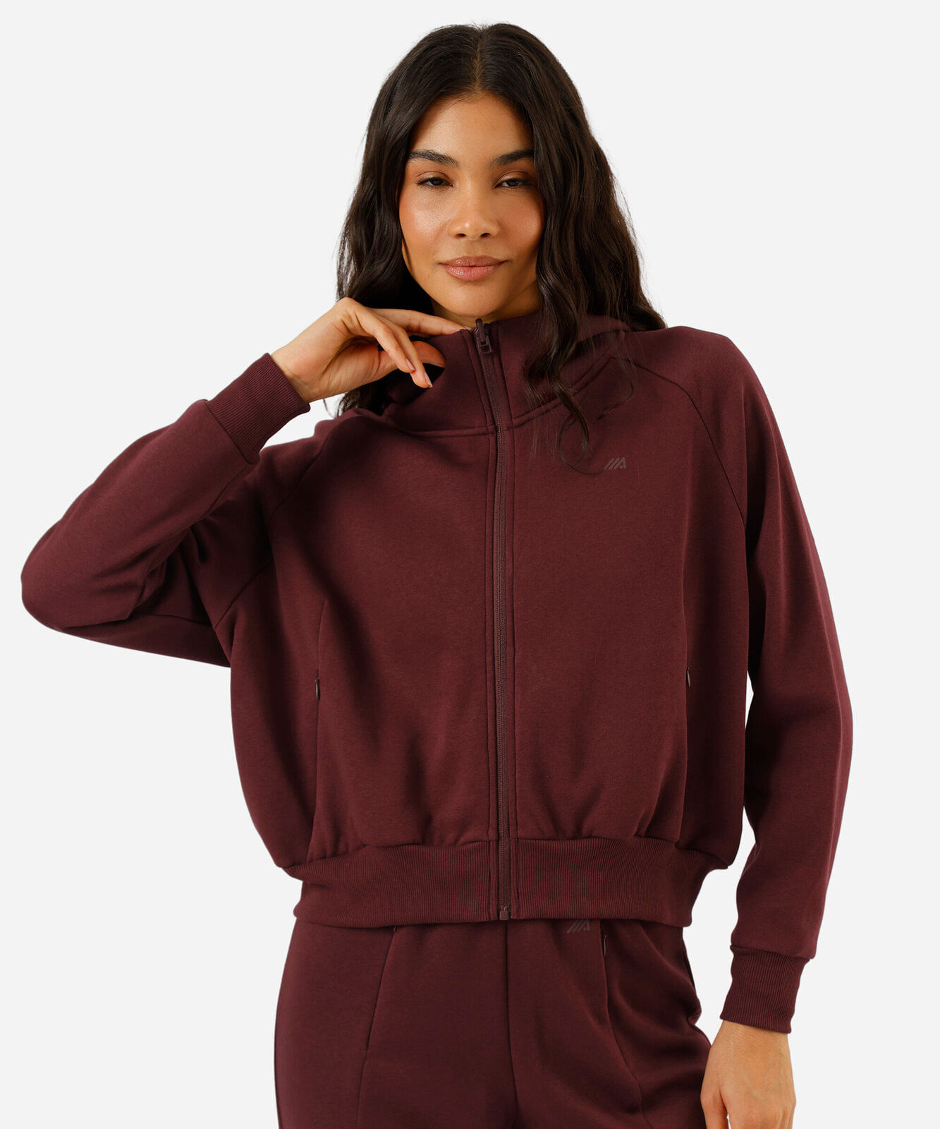 jaqueta feminina de moletom esportiva ace com capuz vinho
