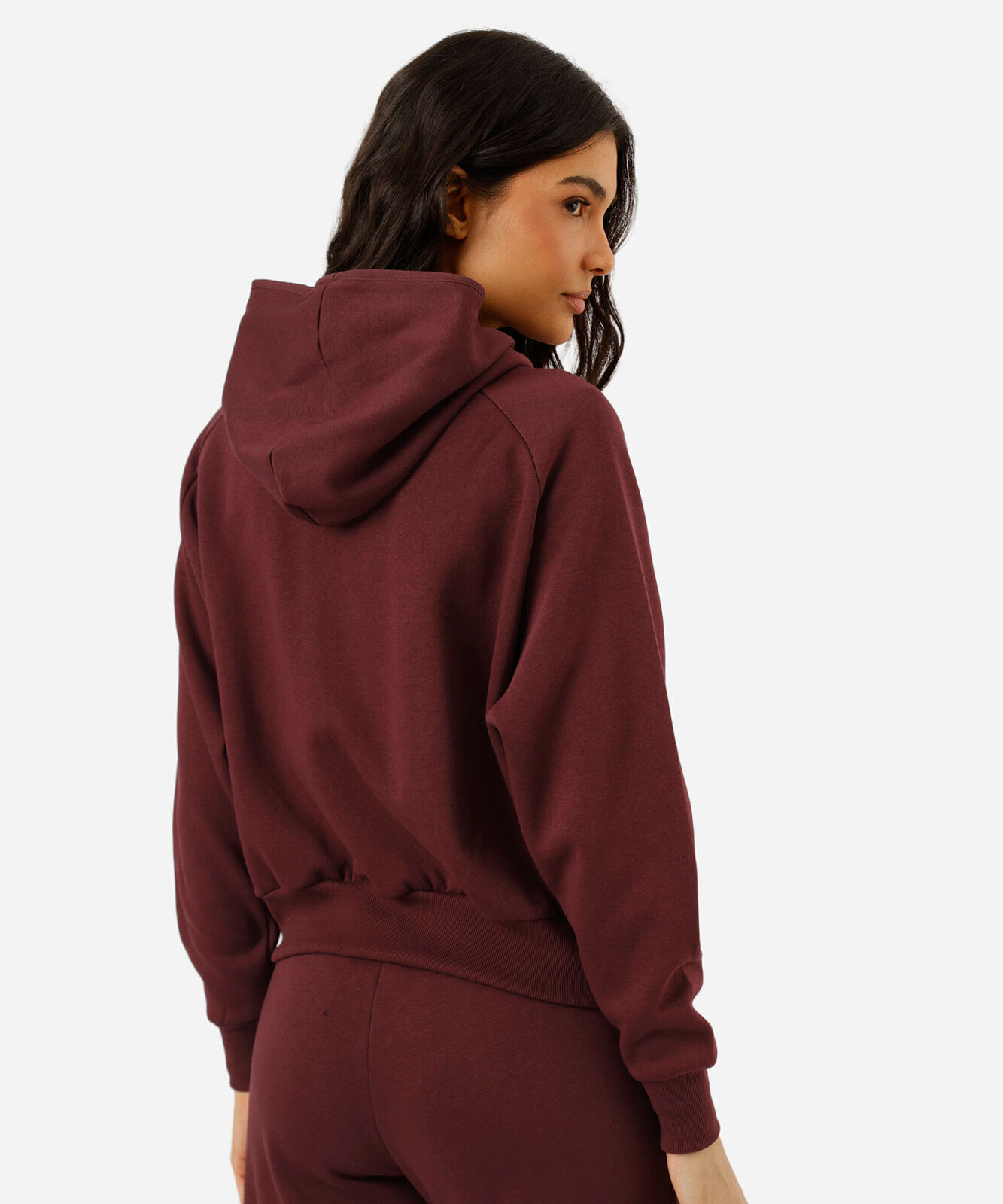 jaqueta feminina de moletom esportiva ace com capuz vinho