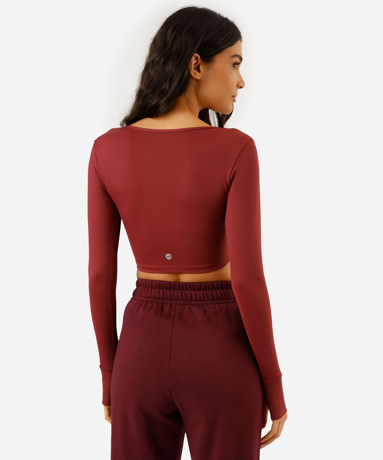 blusa cropped esportiva feminina de poliamida manga longa vinho