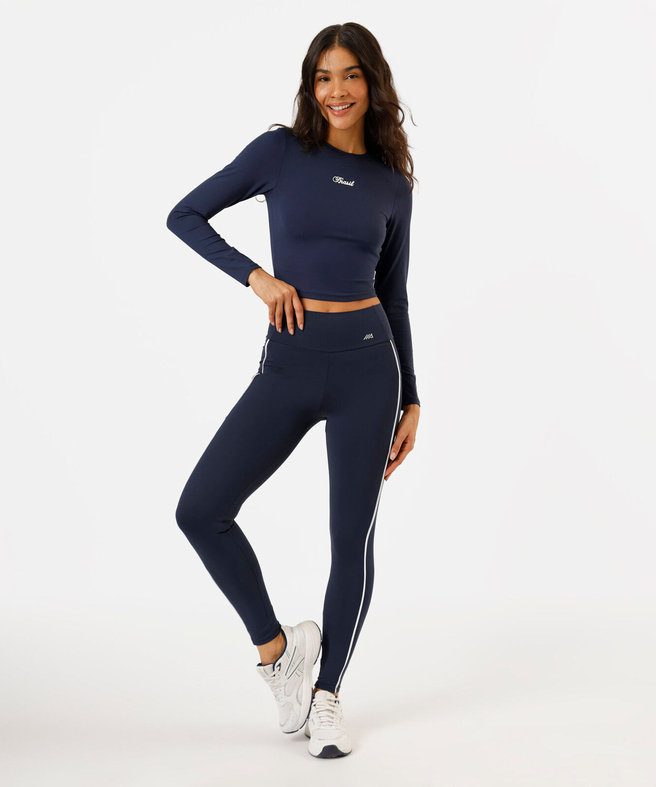 blusa cropped esportiva feminina de poliamida manga longa brasil azul