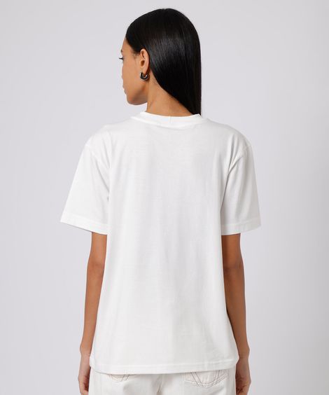 camiseta feminina de algodão manga curta estampada mindset off white
