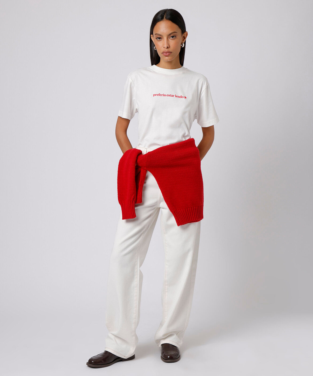 camiseta feminina de algodão manga curta estampada mindset off white