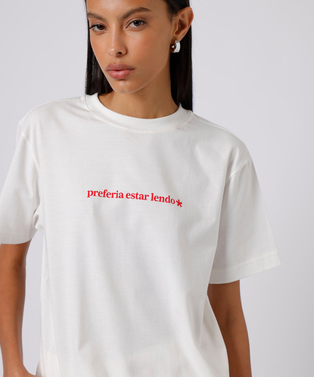 camiseta feminina de algodão manga curta estampada mindset off white