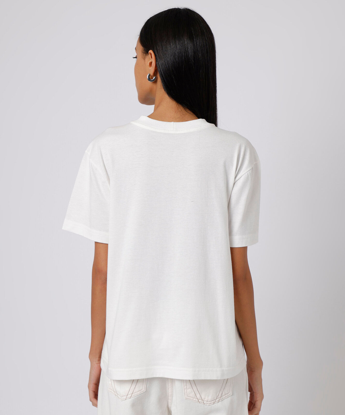 camiseta feminina de algodão manga curta estampada mindset off white
