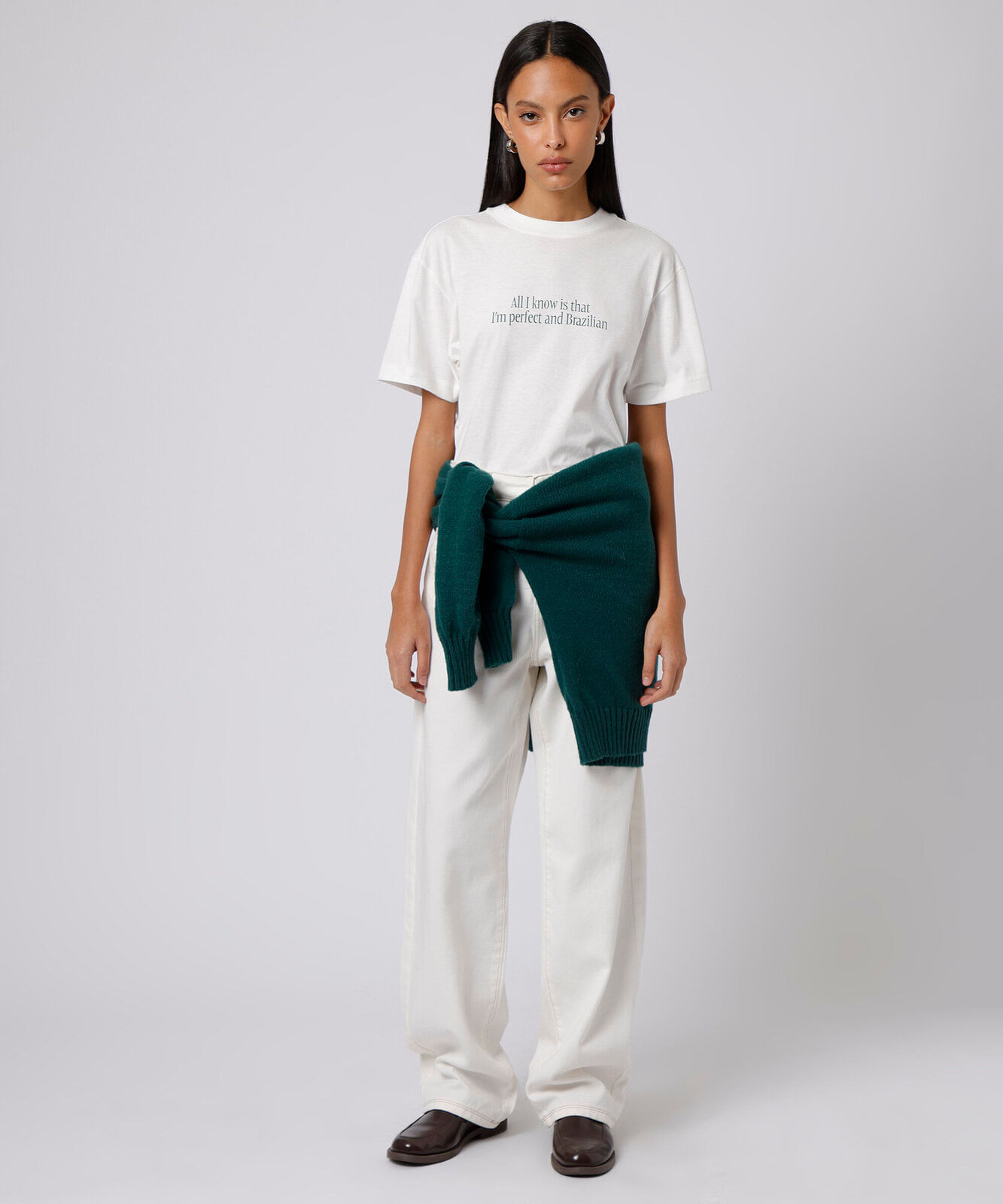 camiseta feminina de algodão manga curta estampada mindset off white