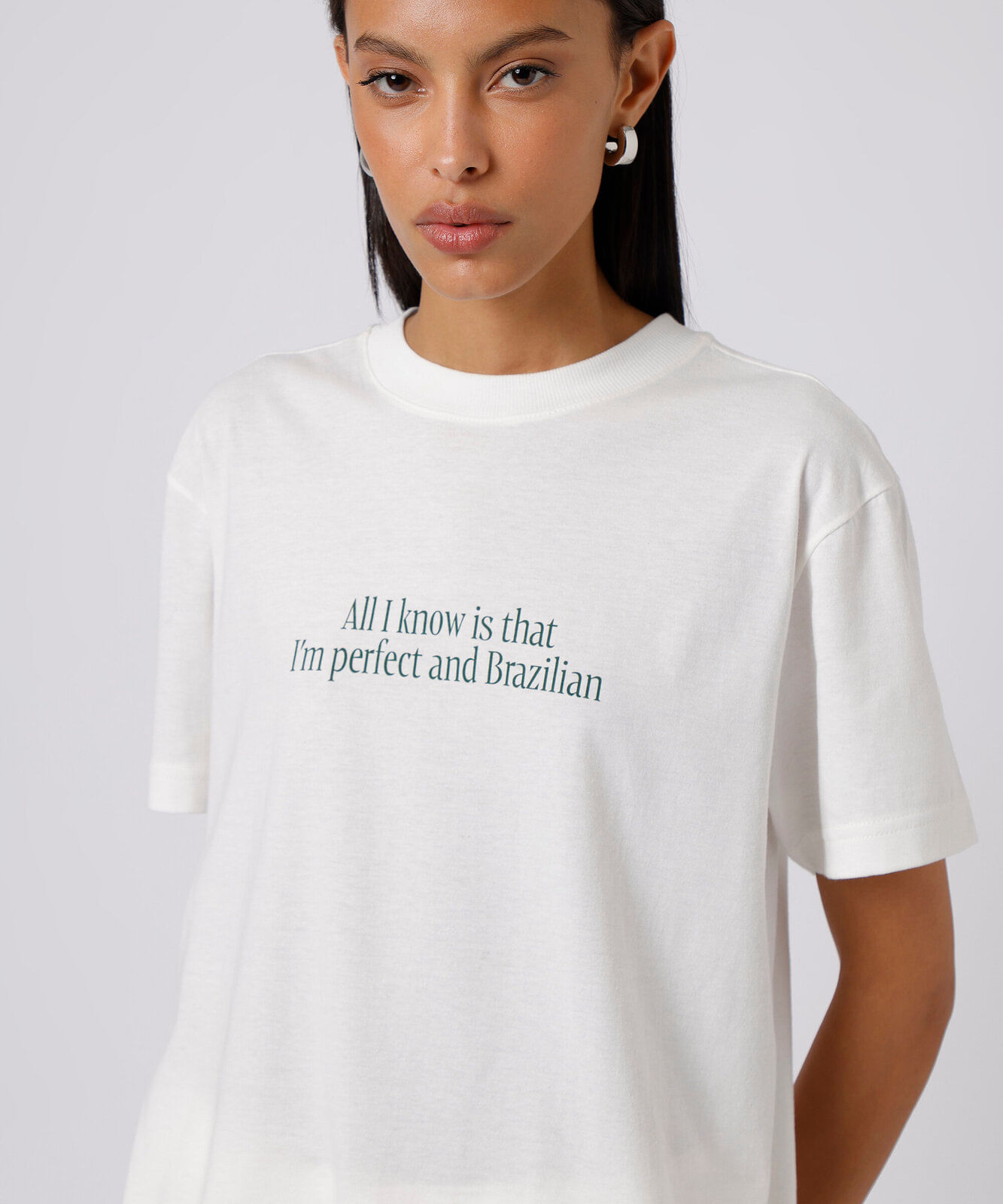 camiseta feminina de algodão manga curta estampada mindset off white