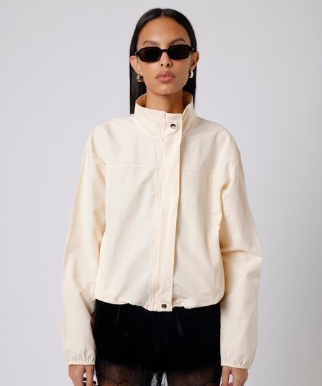 jaqueta corta vento feminina gola funnel neck mindset amarela