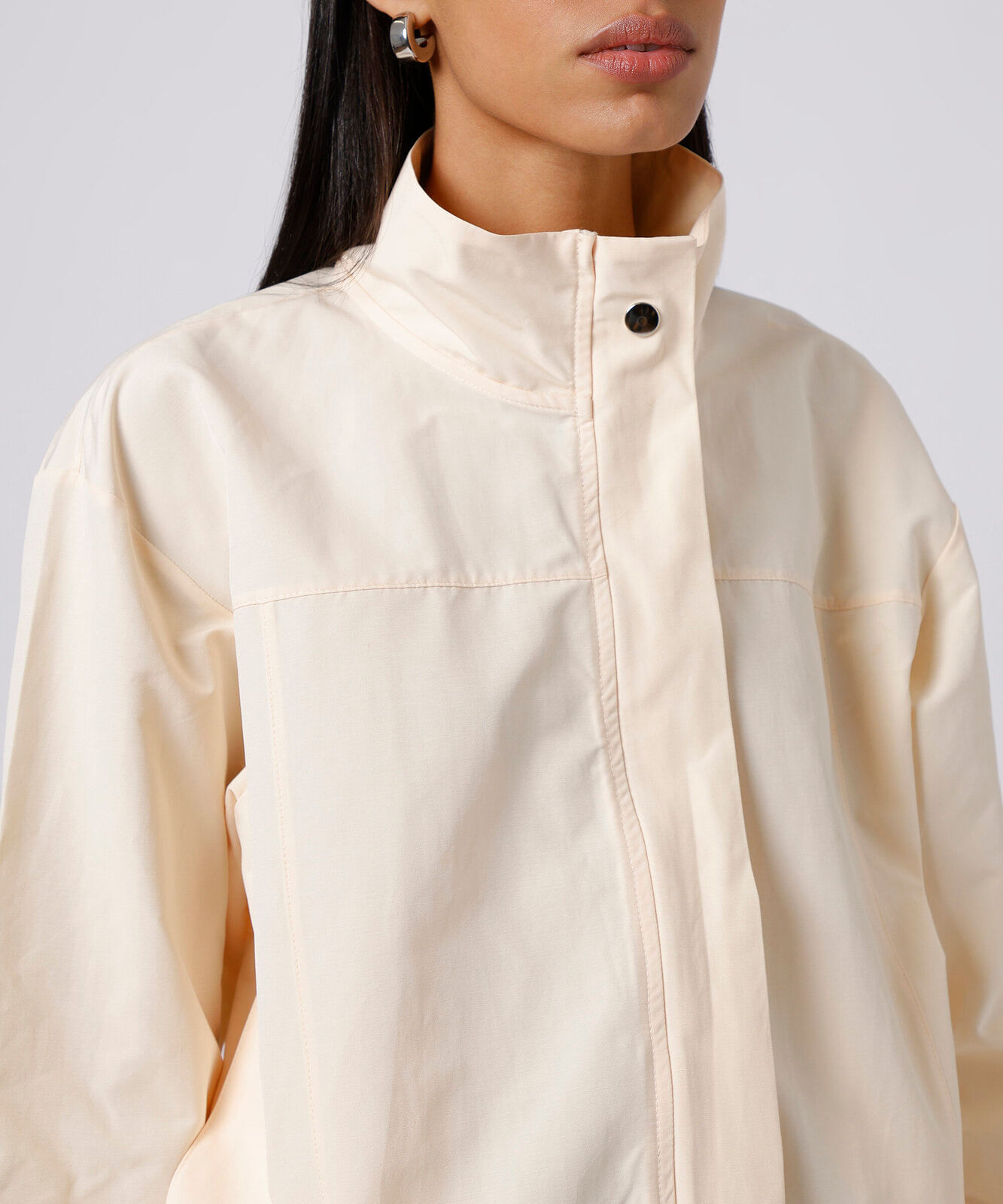 jaqueta corta vento feminina gola funnel neck mindset amarela