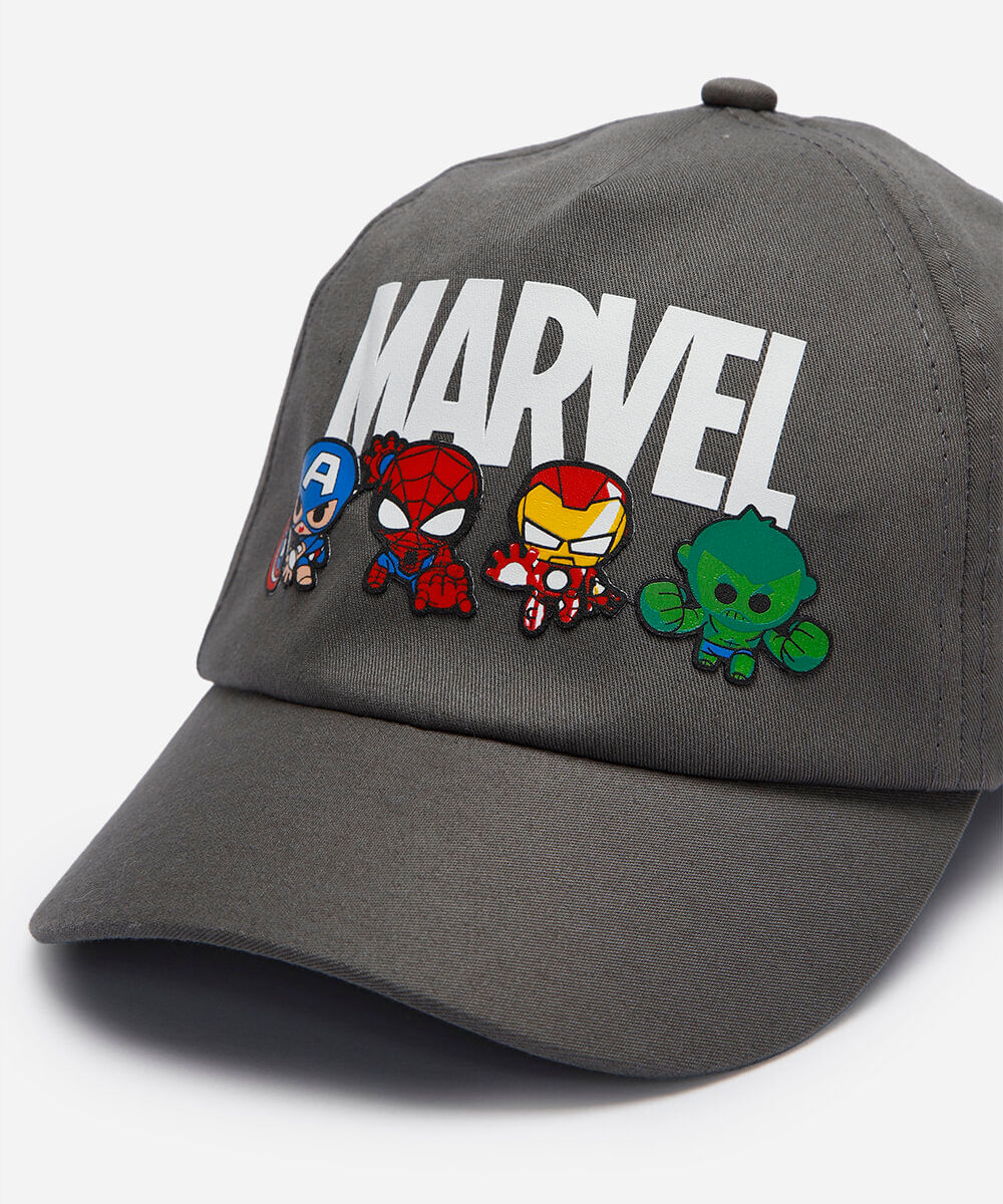 boné aba curva infantil de sarja os vingadores cinza