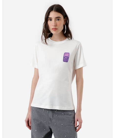 camiseta feminina de algodão britney spears off white