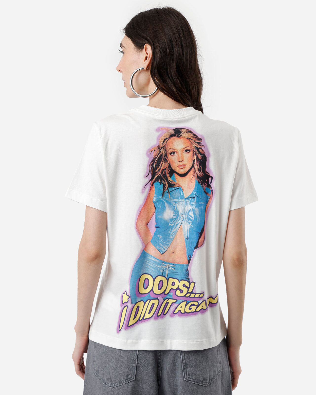 camiseta feminina de algodão britney spears off white