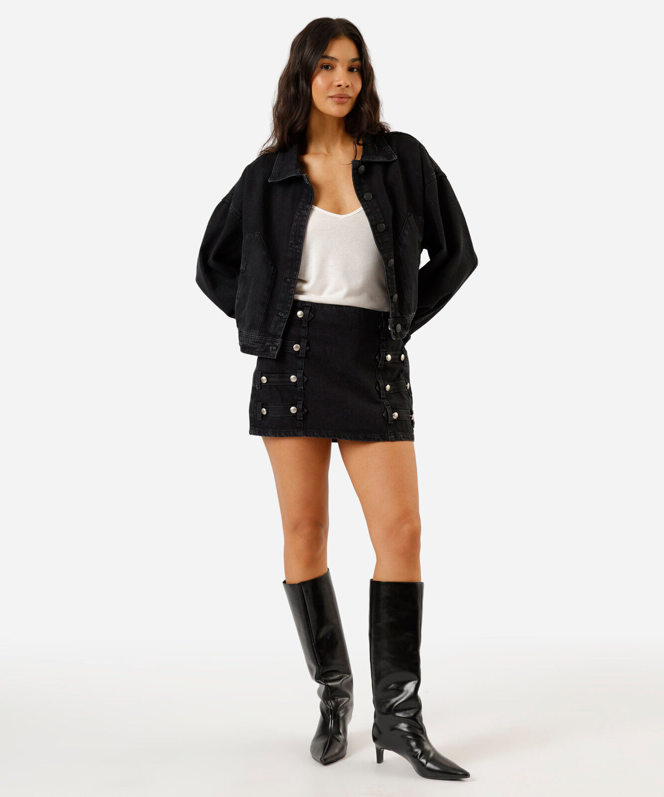 jaqueta feminina jeans preta